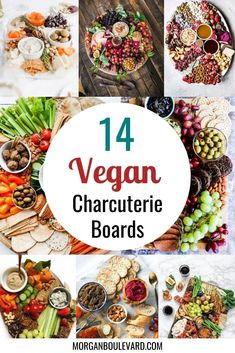 the top ten vegan charcuterie boards are shown with different foods and vegetables