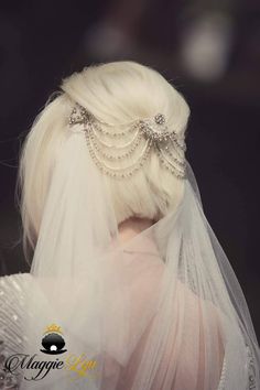 This stunning handmade Art Deco inspired Bridal headdress was created with inspiration taken from the 1930's era. The design, made with the finest quality crystals and seed beads is set on special clips to ensure a firm hold in any hairstyle and can be placed anywhere in the hair as desired. We love and thrive on custom orders here at Maggie Lyn Jewellery. Please contact us with your questions thoughts  & ideas. Please note, as all of our items are handmade to order, dispatch dates will vary dep Headpiece Art, Art Deco Headpiece, Bridal Hair Chain, Hair Chain, Vintage Headpiece, Art Deco Hair, Guest Hair, Hair Accessories Wedding, Bridal Hair Headpiece