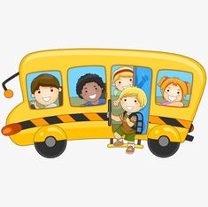 a yellow school bus with kids on it