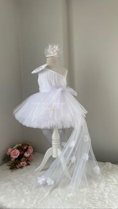 Whimsical White Dress For First Birthday, Whimsical White First Birthday Dress, Cute White Tulle Fairy Dress, Whimsical White Princess Dress For Wedding, Summer White Tulle Fairy Dress, Fitted Tulle Baptism Dress For Party, Elegant Tulle Fairy Dress For Baptism, Fitted Tulle Tutu Dress For Baptism, Fitted Fairy Dress For Summer Baptism