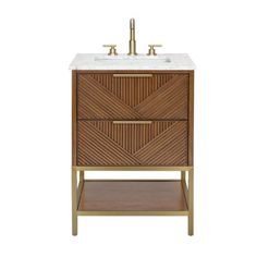 an image of a bathroom vanity with marble top and wooden drawers on the sideboard