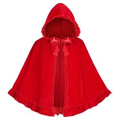 PRICES MAY VARY. Set Includes: The Red Riding Hood Cape set includes one Red Riding Hood cape, perfect for completing a fairytale look. Quality Material: Crafted from high-quality 100% polyester material, this Short Red cape is not only comfortable but also features a charming floral border and a ruffled hood. Versatile Occasions: This versatile red cape with hood for women is ideal for various occasions including Halloween dress-ups, costume parties, cosplay events, theme parties, stage perform Little Red Riding Hood Costume Diy, Red Riding Hood Cloak, Hood Cloak, Red Riding Hood Cape, Little Red Riding Hood Costume, Events Theme, Hood Cape, Cape With Hood, Hot Halloween