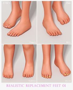 four different views of the feet and toes of a woman