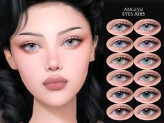 an animated image of a woman's eyes with different colored contactions on her face