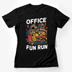 Office Fun Run Cartoon T-Shirt, Colorful Graphic Tee, Cool Robot Design, Unique Office Apparel, Casual Wear Female T-Shirt Custom graphic T-Shirt.Customize your color Office Apparel, Work Apparel, Office Fun, Streetwear Graphic Tees, Unique Office, Penguin T Shirt, Cartoon T Shirt, Fun Run, Robot Design