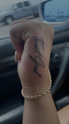 TATTOO Trust God Hand Tattoo, Brooklyn Frost Hand Tattoo, Trust God Tattoo On Hand, Trust God Tattoo Ideas, Tattoo Ideas Hand Women, Cute Tattoos Black Women, God Got Me Tattoo, God Did Tattoo, Real Recognize Real Tattoos