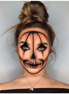 Halloween Makeup Easy Pumpkin, Easy To Do Halloween Makeup, Womens Krampus Costume, Easy Halloween Pumpkin Makeup, Best Halloween Makeup Products, Easy Fun Halloween Makeup, Pretty Pumpkin Makeup, Easy Halloween Makeup Pumpkin, Halloween Spooky Makeup