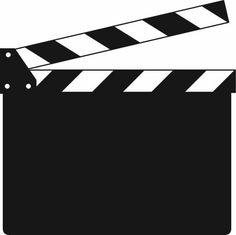 a black and white silhouette of a movie clapper