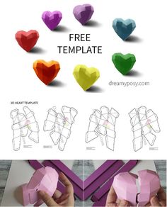 the instructions for how to make an origami heart box with free templates