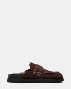 SKIPPER Chocolate Brown Suede Slip-On Mule | Women's Flats