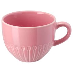 a pink coffee cup on a white background