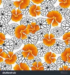 an orange and black flower pattern on a white background stock photo, images and royalty