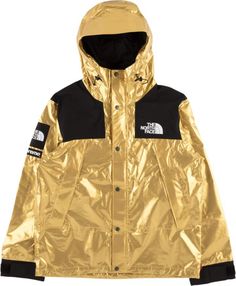 Supreme TNF Metallic Mountain Parka - 'SS 18' - Gold Stadium Goods, Mens Streetwear, Puma Jacket, Streetwear Fashion, Adidas Jacket, Parka, Rain Jacket, Jordan, Coats Jackets