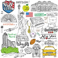 new york city doodles with the statue of liberty