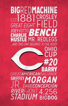 a red and white poster with the chicago bears'name in different languages on it