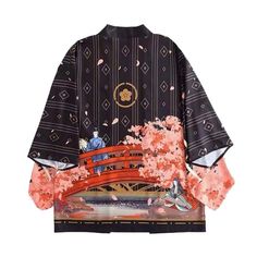 The kimono is finished with an open front and ¾ length sleeves. It features beautiful illustration which inspired by 'The Tale of Genji', a classic work of Japanese literature written by Murasaki Shikibu in the early years of the 11th century. It is considered the world’s first novel. It portrays some of the relations between men and women as well as the superstitions that played a part in the daily lives of court. This cardigan is for art and fashion lovers alike. Dark Kimono, Vintage Sailboat, Asian Clothing, Outer Design