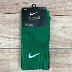 Nike Classic Cushioned Knee High Soccer Socks - Large (Men 8-12) (Women 10-13) Green Breathable Green Sports Socks, Breathable Sports Socks In Green, Casual Green Knee-high Socks, Green Stretch Sports Socks, Nike Sports Socks In Cotton, Green Casual Knee-high Socks For Stocking Stuffer, Green Knee-high Socks For Stocking Stuffers, Nike Sports Socks For Winter, Nike Non-slip Casual Socks