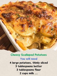 this is an image of a cheesy scalloped potatoes recipe