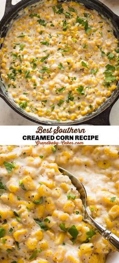 two images showing how to make corn casserole