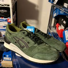 Brand New In The Box. Authentic Item. Black Shoes Sneakers, Shoes Asics, Asics Shoes, Asics Gel, Duffel Bag, Mens Shoes Sneakers, Black Green, The Box, Black Shoes