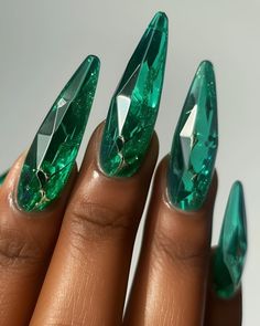 Crystal Ball Nail Art, Gem Patterns Nails, Crystal Nails Designs, Crystal Ball Nails, Jewel Nail Designs, Nail Gem Designs, Nails Coffin Square, Gemstone Nail Art, Crystal Nail Designs