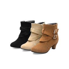 Type: Ankle BootsGender: FemaleSeason: Demi-seasonStyle: Casual;Business;Cocktail;Evening;WeddingUpper Material: Faux leatherInner Material: TextilesSole Material: RubberHeel Type: heelCasual Footwear Features: Strap around the ankleClosure Type: buckleMain Pattern: plainToe: AlmondHeel Height: approx. 5cmPlatform Height: approx. 0.5cmShaft Height: approx. 14cmCircumference: approx. 26cm(The measured data is Manufacturer's Size 36)Package Contents: 1 x Shoes (Pair)Please see our size guide as be