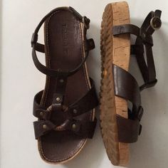 These Beautiful Sandals Are Preowned,Tried On Several Times,Never Worn Outside Comfortable Leather/Cork Footbed Non Slippery Robber Outsole Sz 7.5 C1 Timberland Leather Sandals With Cushioned Footbed, Brown Casual Ankle Strap Sandals, Timberland Leather Sandals With Removable Insole, Timberland Leather Open Toe Sandals, Casual Leather Timberland Sandals, Brown Sandals With Cork-bed Midsoles, Timberland Open Toe Beach Sandals, Brown Sandals With Cork-bed Midsoles And Round Toe, Timberland Sandals For Summer Beach