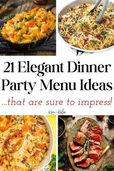 These elegant dinner party menu ideas are perfect for any special occasion! These delicious dishes, sides, and desserts will impress anyone! #dinnerparties #party #dinner Elegant Dinner Party Menu Ideas, Dinner Party Menu Ideas, Party Menu Ideas, Dinner Party Planning, Fancy Dinner Recipes, Dinner Party Menu, Elegant Dinner Party, Favorite Recipes Dinner, Impressive Recipes