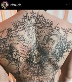 the back of a man with tattoos on his body