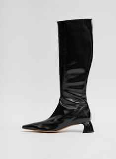 Black-1 Winter Patent Leather Knee-high Heeled Boots, Fall Patent Leather Knee-high Heeled Boots, Modern Patent Leather Knee-high Boots, Knee-high Patent Leather Heeled Boots For Fall, Fall Knee-high Patent Leather Heeled Boots, Modern Knee-high Patent Leather Boots, Evening Patent Leather Knee-high Heeled Boots, Winter Knee-high Patent Leather Boots, Modern Patent Leather Knee-high Boots For Formal Occasions