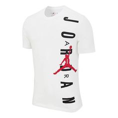 Air Jordan Round Neck Pullover Printing Short Sleeve White DA9785-100 Flying Man, Jordan Women, Air Jordan Logo, Red Shirts, Jordan Tees, Jordan Shorts, Jordan Logo, Jordans Women, Black And White Shirt