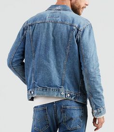 Levi's® The Trucker Denim Jacket Relaxed Fit Denim Jacket With Welt Pockets, Relaxed Fit Dark Wash Denim Jacket With Welt Pockets, Medium Wash Denim Outerwear With Welt Pockets, Casual Outerwear With Welt Pockets In Medium Wash, Denim Outerwear With Welt Pockets For Streetwear, Denim Blue Denim Jacket With Welt Pockets For Fall, Casual Fitted Denim Jacket With Welt Pockets, Fall Denim Blue Denim Jacket With Welt Pockets, Fall Denim Blue Jacket With Welt Pockets