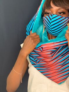 The most warm, softest, comfortable, and yet stylish winter scarf you’ll ever experience. Easy to wear, and have a hoodie effect. Infinity look Blue Tiger, Hair Bonnet, Hair Sale, Mask For Kids, Infinity Scarf, Winter Scarf, Bell Sleeve Top, Mask, Women's Top