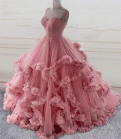 Ball Gown Pink Long Prom Dress Evening Dress,PL1980 on Luulla Pink Long Prom Dress, Spring Skirt, Gown Pink, Prom Dresses Long Pink, Pretty Quinceanera Dresses, Prom Dress Evening, Fantasy Dresses, Skirt Trends