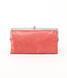 Hobo Original Lauren Double-Frame Clutch Wallet Rectangular Wallets With Snap Closure For Daily Use, Rectangular Wallets With Snap Closure, Formal Rectangular Wallet With Zipper Pouch, Classic Clutch Wallet With Zipper Closure, Rectangular Coin Purse With Snap Closure, Classic Wallet With Removable Pouch, Travel Wallet Clutch With Snap Closure, Travel Wallet With Snap Closure, Clutch Style, Pink Formal Wallet With Zipper Closure