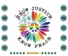 a peace sign with the words know justice know peace