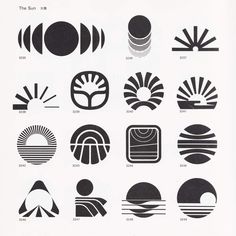 an image of some logos that are in different shapes and sizes, including the sun