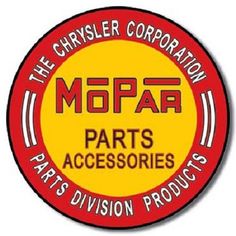 the logo for mopar parts accessories is shown in red and yellow on a white background