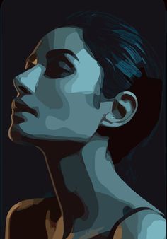 a digital painting of a woman's face in profile, with her eyes closed