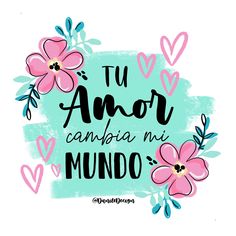 the phrase tu amo can be ni mundo with pink flowers and hearts