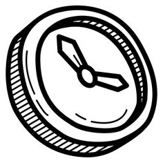 a black and white drawing of a clock on a white background, it looks like the time is 11 o'clock