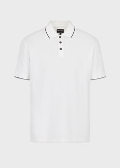 Fine materials and design for this Cotton Piqué Polo Shirt by Giorgio Armani Men. Take a look at the official online store now. Armani Polo, Giorgio Armani Men, Armani Shirts, Armani White, Armani Tshirt, Armani Black, Duke University, White Polo Shirt, Trends 2023