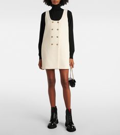 Wool-blend bouclé minidress in white - Gucci | Mytheresa Gucci Gg Marmont Mini, Gg Marmont Mini, Gucci Outfits, Gucci Gg Marmont, Wool Dress, Silk Scarf, Designing Women, Double Breasted, Clothing And Shoes