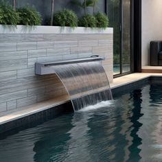 Enhance your outdoor space with our sleek Wall-Mounted Stainless Steel Fountain. This elegant feature is rust-proof, leak-proof, and shines with a beautiful LED display, easily managed by an RF remote. It’s the perfect, durable addition to any garden or pool area, designed for the standard 110V. Wrought Studio™ Size: 3" H x 48" W x 4.7" D | Wrought Studio™ Adhyan Stainless Steel Weather Resistant Fountain w / Light 3.0 H x 48.0 W x 4.7 D in Gray | 3" H x 48" W x 4.7" D | Wayfair Water Feature Lighting, Steel Fountain, Outdoor Waterfalls, Modern Fountain, Waterfall Wall, Pool Fountain, Pool Waterfall, Water Walls, Outdoor Gardens Design