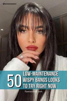 Wispy bangs are flattering, versatile and low-maintenance. Here are 50 hairstyles guaranteed to inspire you to go for it and get them. Wispy Bangs Round Face Long Hair, Wispy Face Framing Bangs, Medium Hair Round Face, Wispy Bangs Round Face, Soft Wispy Bangs, Round Face Hairstyles Long, Flattering Bangs, French Bangs, Bangs Cut