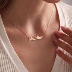 L E T T E R - N A M E - N E C K L A C E Gift your loved ones with this Personalized Name Necklace, perfect for any occasion. This dainty, custom letter necklace is an ideal gift for her, mom, wife, or a new mom. Crafted in gold, silver, and rose gold, it makes a thoughtful Christmas gift or a beautiful piece of initial jewelry to treasure. Celebrate special moments with this exquisite, sideways initial name necklace that showcases personalized jewelry at its finest. Ideal for necklaces for women Classic Name Necklace For Birthday And Mother's Day, Custom Text Necklace For Valentine's Day Gift, Valentine's Day Necklace With Custom Text, Custom Text Jewelry For Valentine's Day Birthday, Custom Text Jewelry For Birthday On Valentine's Day, Custom Text Jewelry For Birthday Or Valentine's Day, Custom Text Necklaces For Mother's Day Gift, Custom Text Necklace For Mother's Day Gift, Custom Text Name Necklace For Birthday And Mother's Day