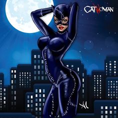 a woman in black catsuit standing on top of a roof with her hands behind her head