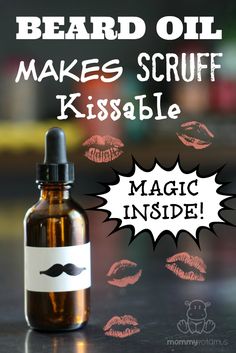 Beard Oil Recipe - Sadly, there’s no Hallmark card for “I want to kiss you every day of my life but your beard is giving me road rash.” Fortunately, there IS this recipe for super easy beard oil that softens beards and nourishes skin. Beard Oil Recipe Diy, Homemade Beard Oil, Beard Oil Recipe, Diy Beard Oil, Diy Beard, Beard Tips, Beard Balm, Homemade Face, Beard Care