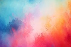 an abstract painting with blue, pink and orange colors