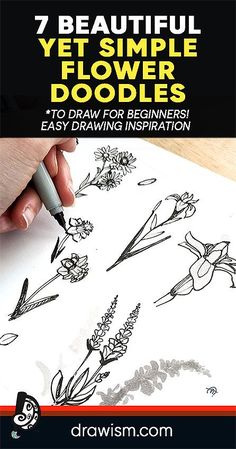 Check out these 7 Beautiful Yet Simple Types of Flower Doodles to Draw, perfect for all skill levels including beginners, with easy drawing inspiration, doodle pen sketches, doodle art drawing ideas, & more! Pen Flower Drawing Doodles, Flower Pen Art Simple, Simple Flower Pen Drawing, How To Doodle Flowers Step By Step, Easy Pen Sketches, Rose Doodle, Bullet Journal Flower Doodles